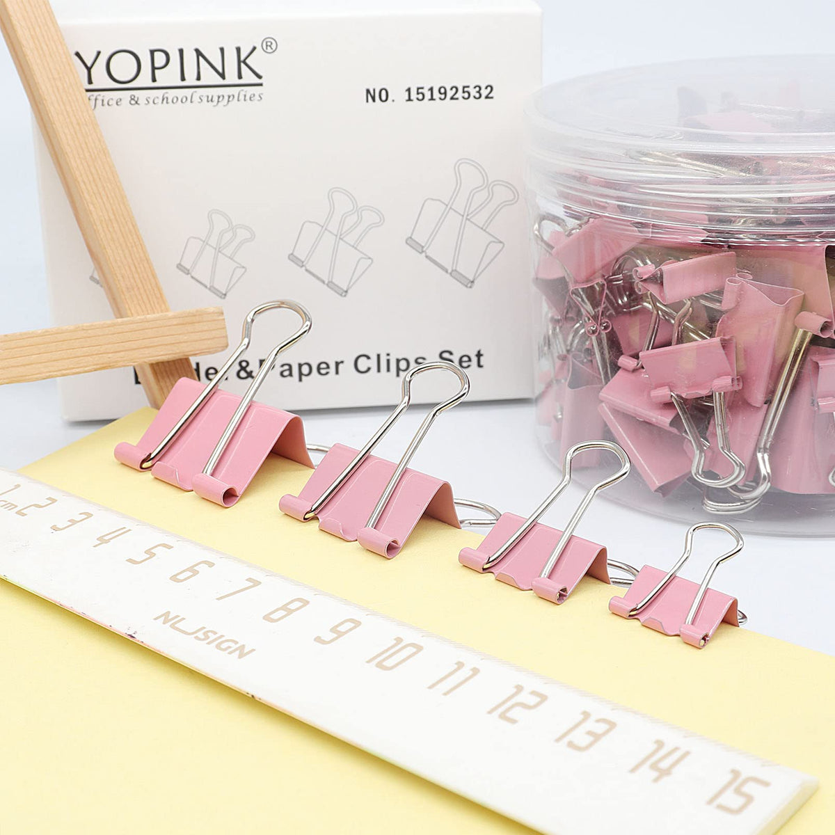 Binder Clip Paper Clamps, Assorted Sizes (Mini, Small, Medium, Large), 100 Pcs Clips for Office