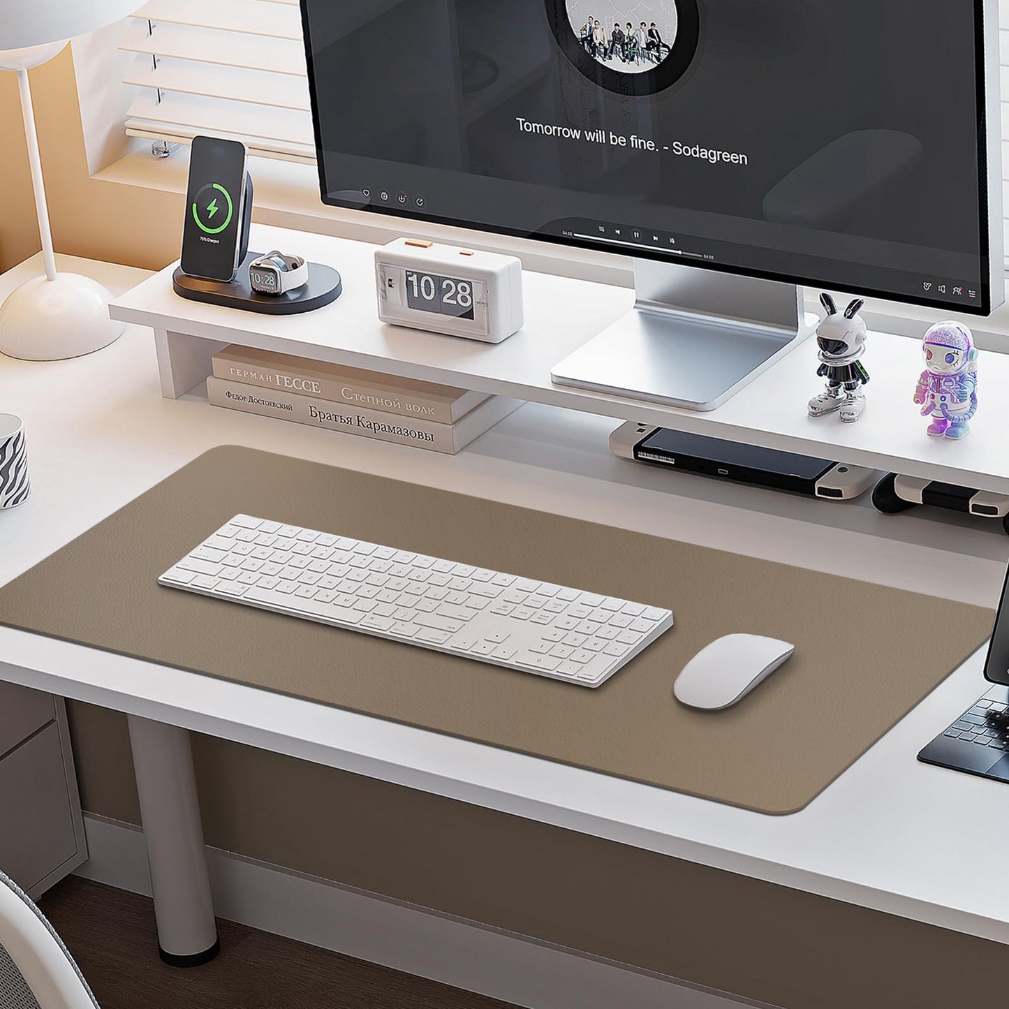 Boutilon Leather Desk Pad Protector,Non-Slip Mouse Pad,Laptop Desk Pad,Office Mouse Mat,Waterproof