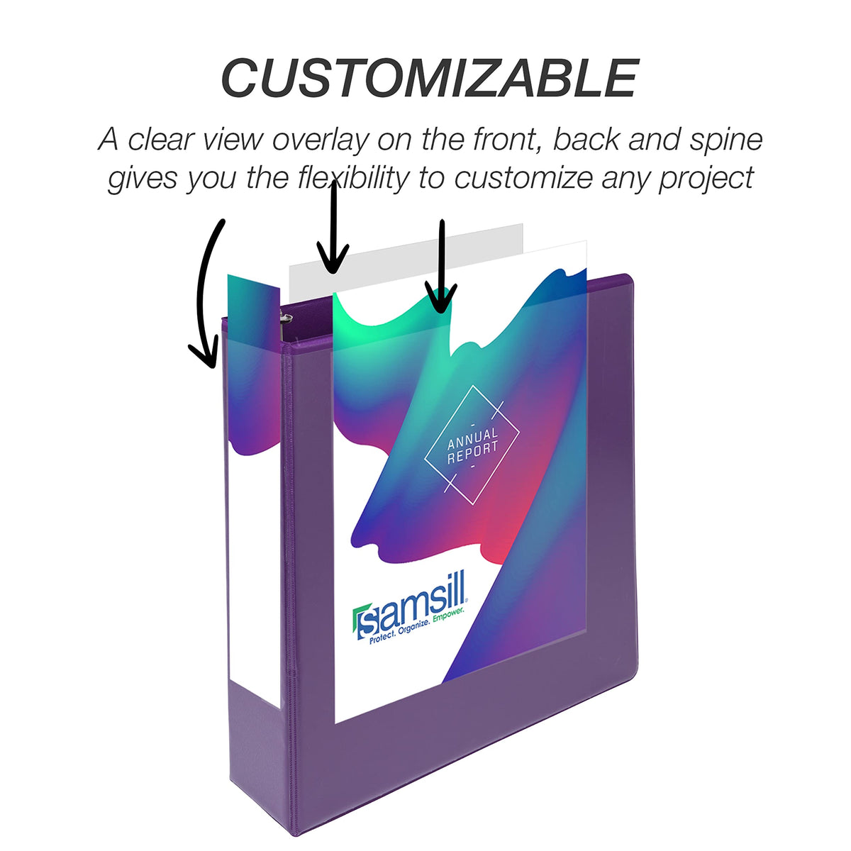 Samsill Durable 2 inch 3 Ring Binder, D Ring Binder, 100% Recycled Chipboard, Purple, 4 Pack