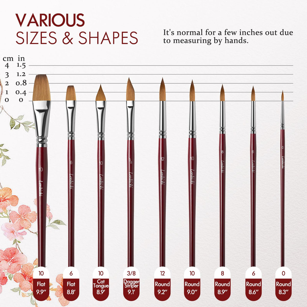 Sable Watercolor Paintbrushes Professional, lenbicki 9PCS Natural Hair Brush Set for Watercolor
