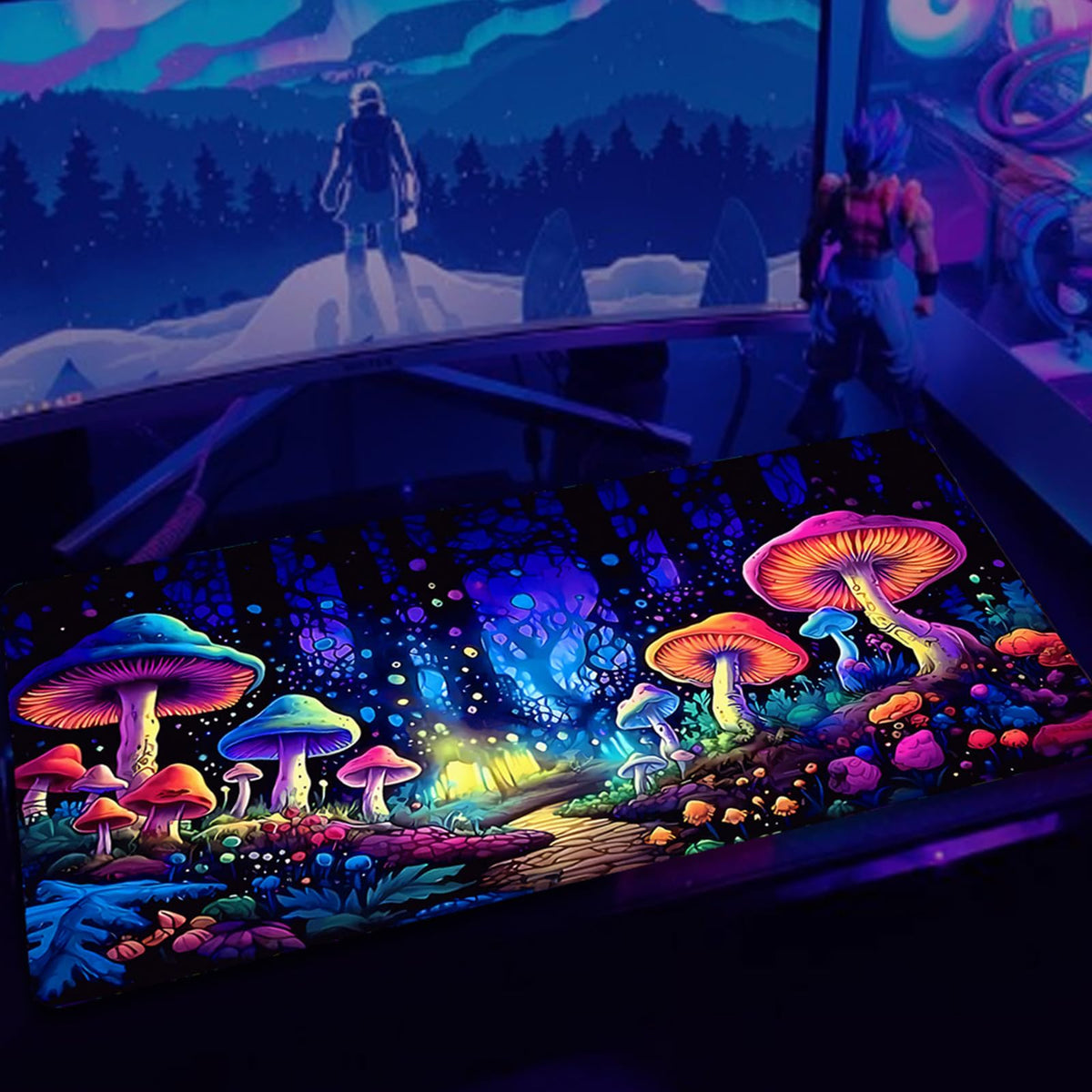 SparkLia Gaming Mouse Pad, Blacklight Waterproof Large Non-Slip Rubber Base Mouse Mat, Glow in The