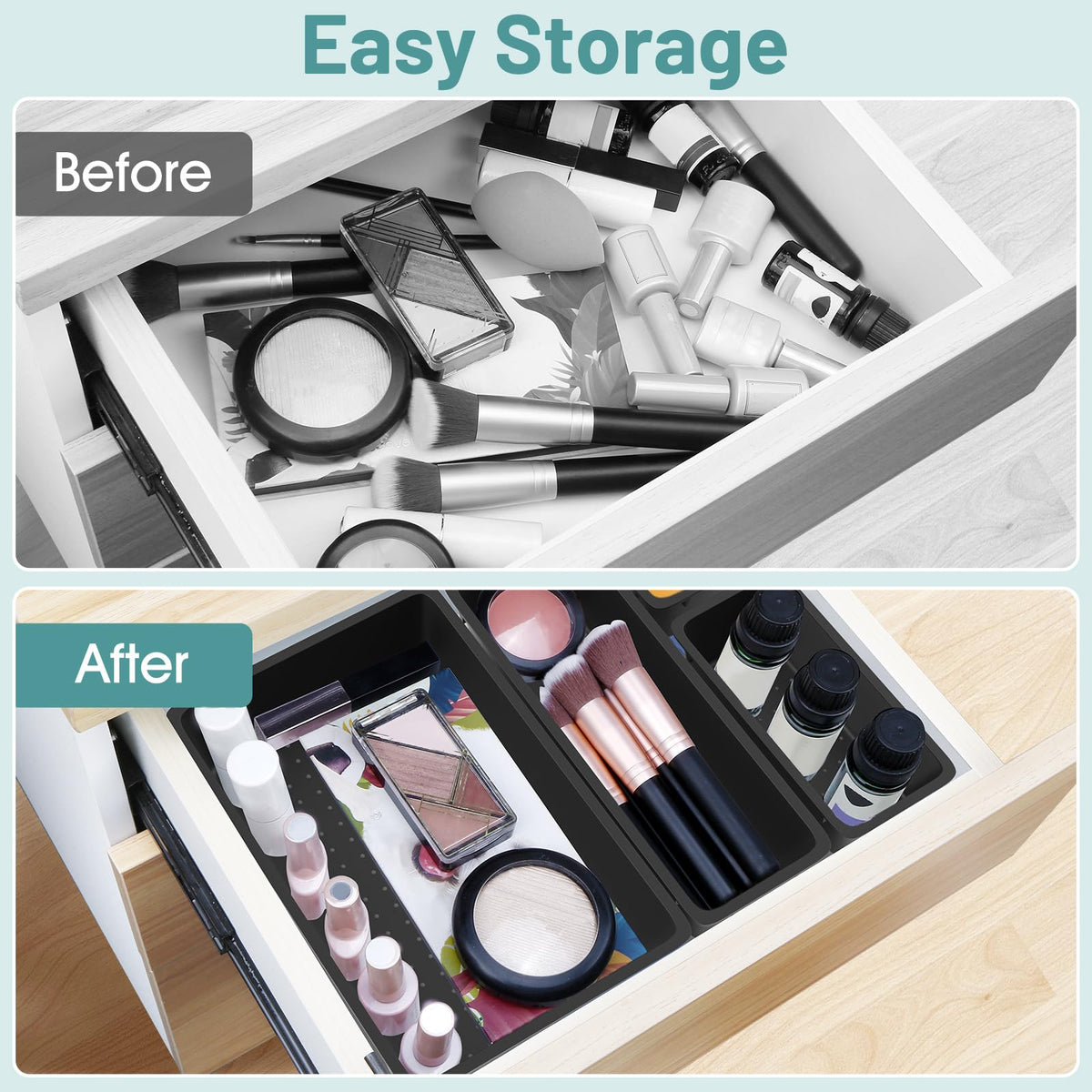 25 PCS Plastic Drawer Organizer Set, Makeup Organizers and Storage Bins