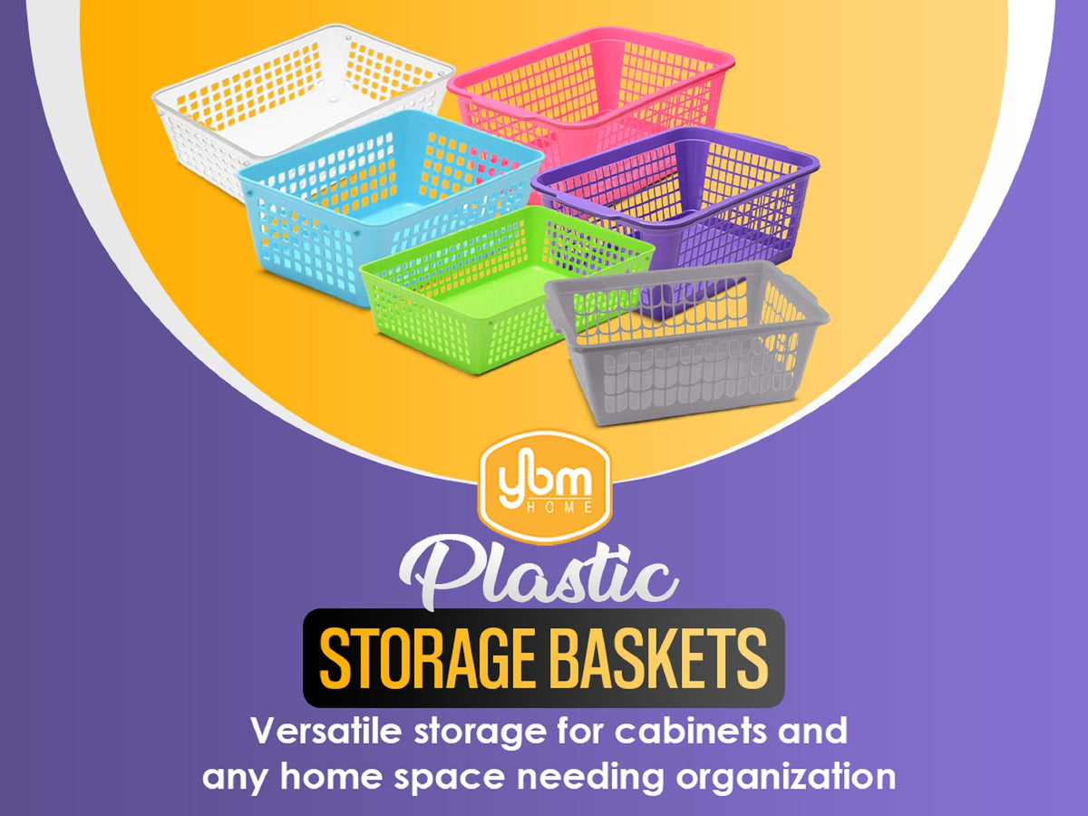 YBM HOME Plastic Perforated Storage Basket Bin Office Drawer, Shelf Desktop Countertop Tray