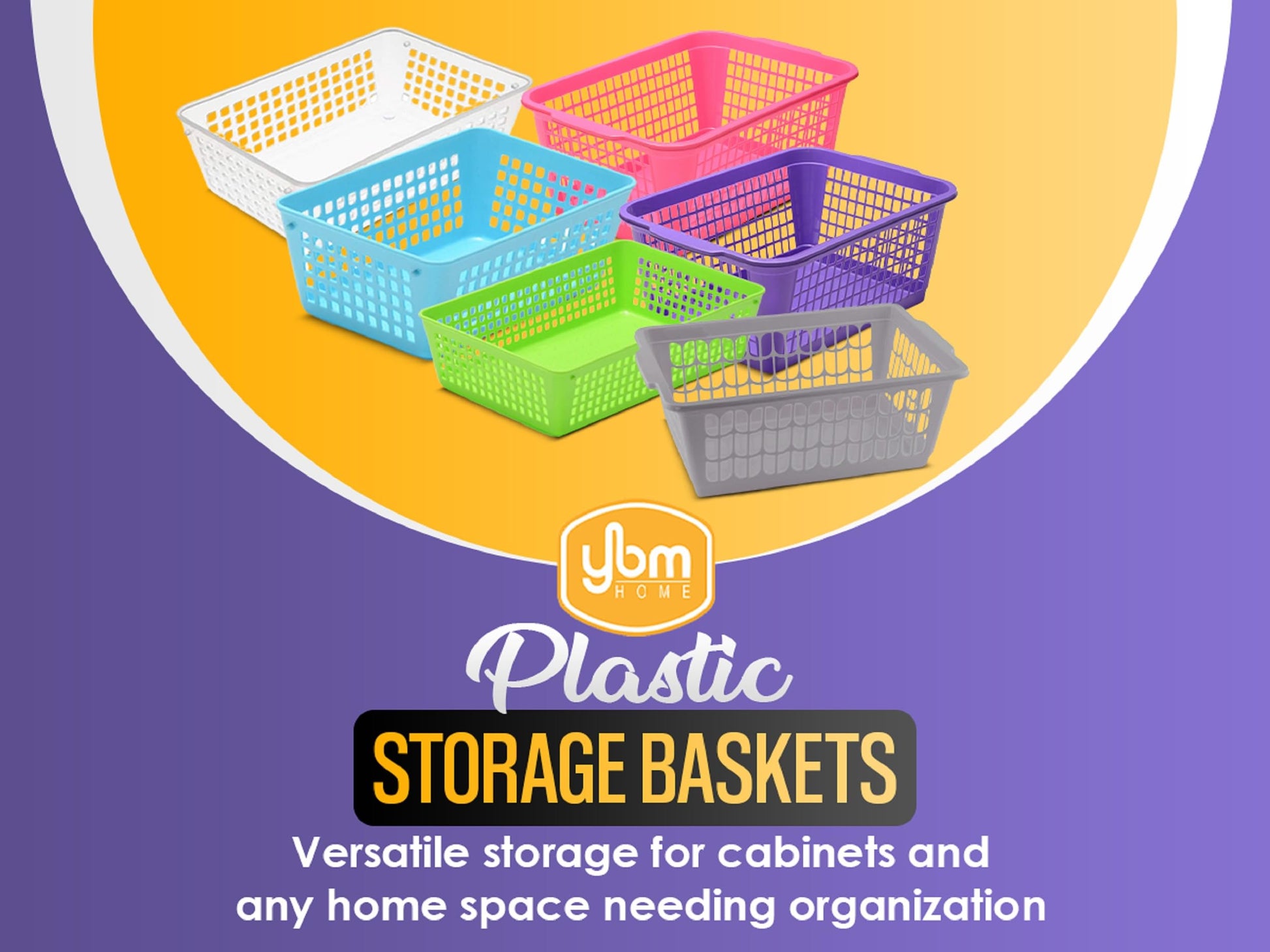 YBM HOME Plastic Perforated Storage Basket Bin Office Drawer, Shelf Desktop Countertop Tray