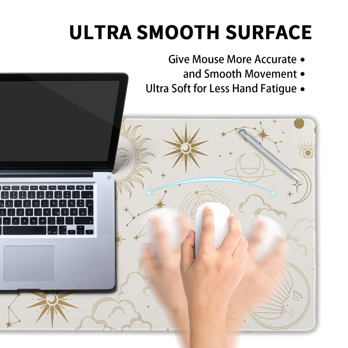 aportt Boho Chic Sun Moon Large Mouse Pad XL Magic Mystical Galaxy Stars Clouds Extended Large Desk