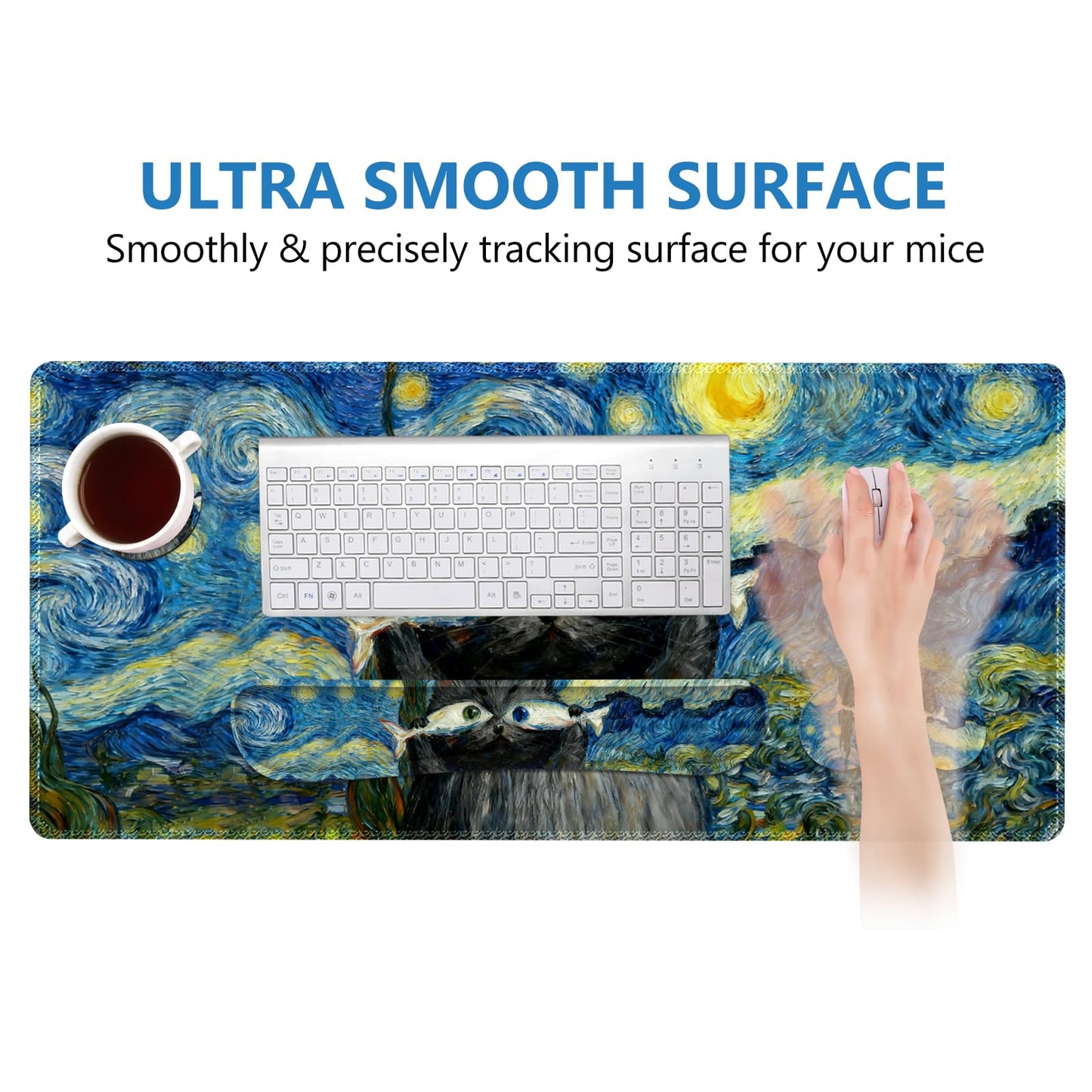 DINKY Keyboard Mouse Pad Set, Large Gaming Mouse Pad +Keyboard Wrist Rest +Mousepad with Wrist
