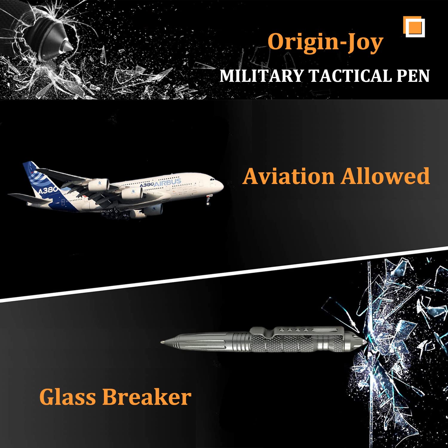 Origin-Joy 4 Pack Tungsten Steel Military Tactical Pen Set, Multifunctional EDC Self Defense Pen