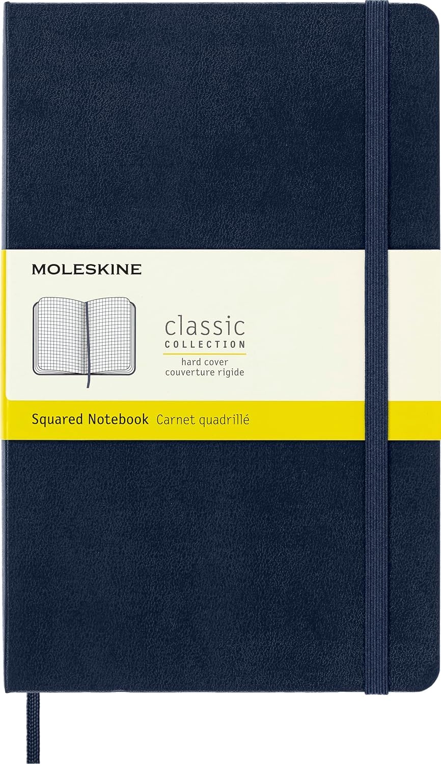 Moleskine Classic Notebook, Large, Squared, Sapphire Blue, Hard Cover (5 x 8.25)