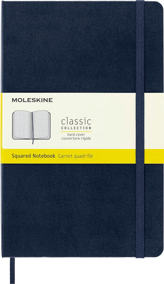 Moleskine Classic Notebook, Large, Squared, Sapphire Blue, Hard Cover (5 x 8.25)