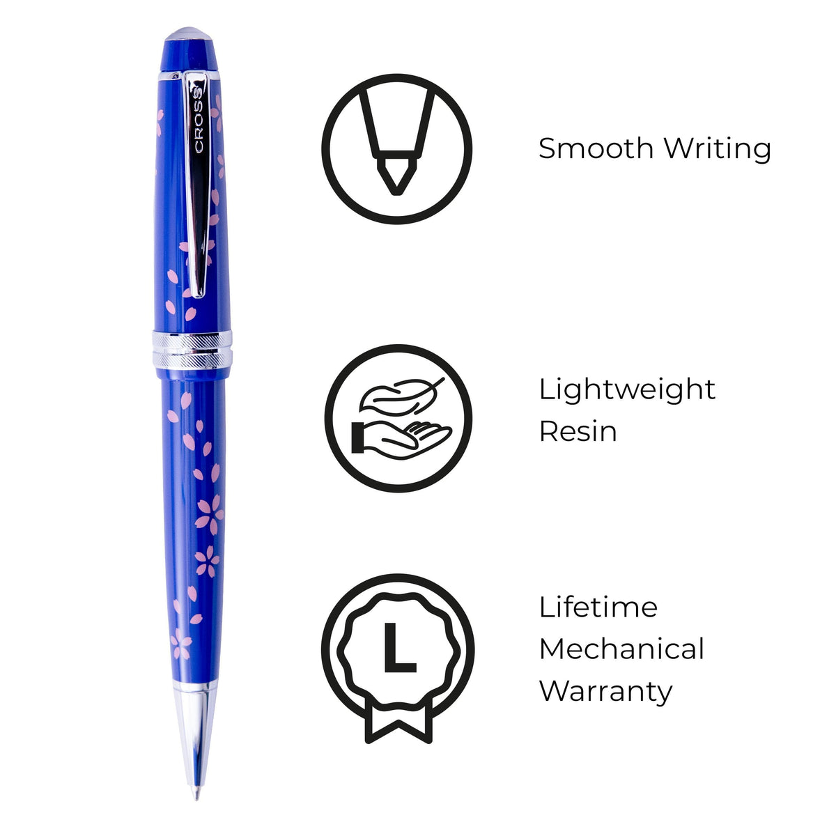 Cross Bailey Light Cherry Blossom Blue Ballpoint Pen, Black Ink