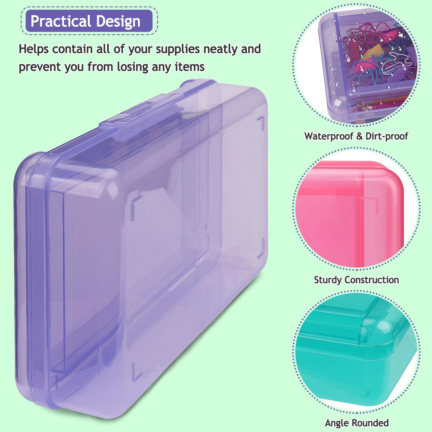 SFLHHDM Large Pencil Box, Double Layer Capacity Pencil Holders, Hard Pen Case with Snap-tight Lid