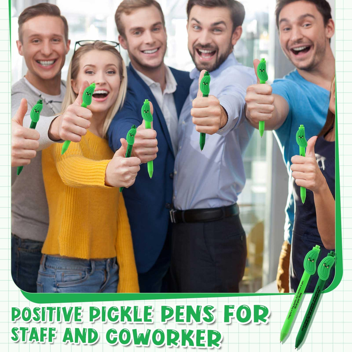 50 Pcs Positive Funny Pens Affirmation Gifts Bulk for Adults, Pickle