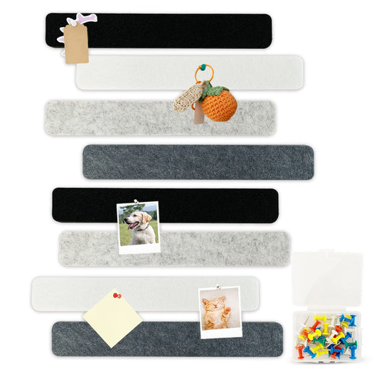 8 Pcs Black White Grey Felt Pin Board Bar Strips Bulletin Board ，Self-Adhesive Bulletin Board Bar