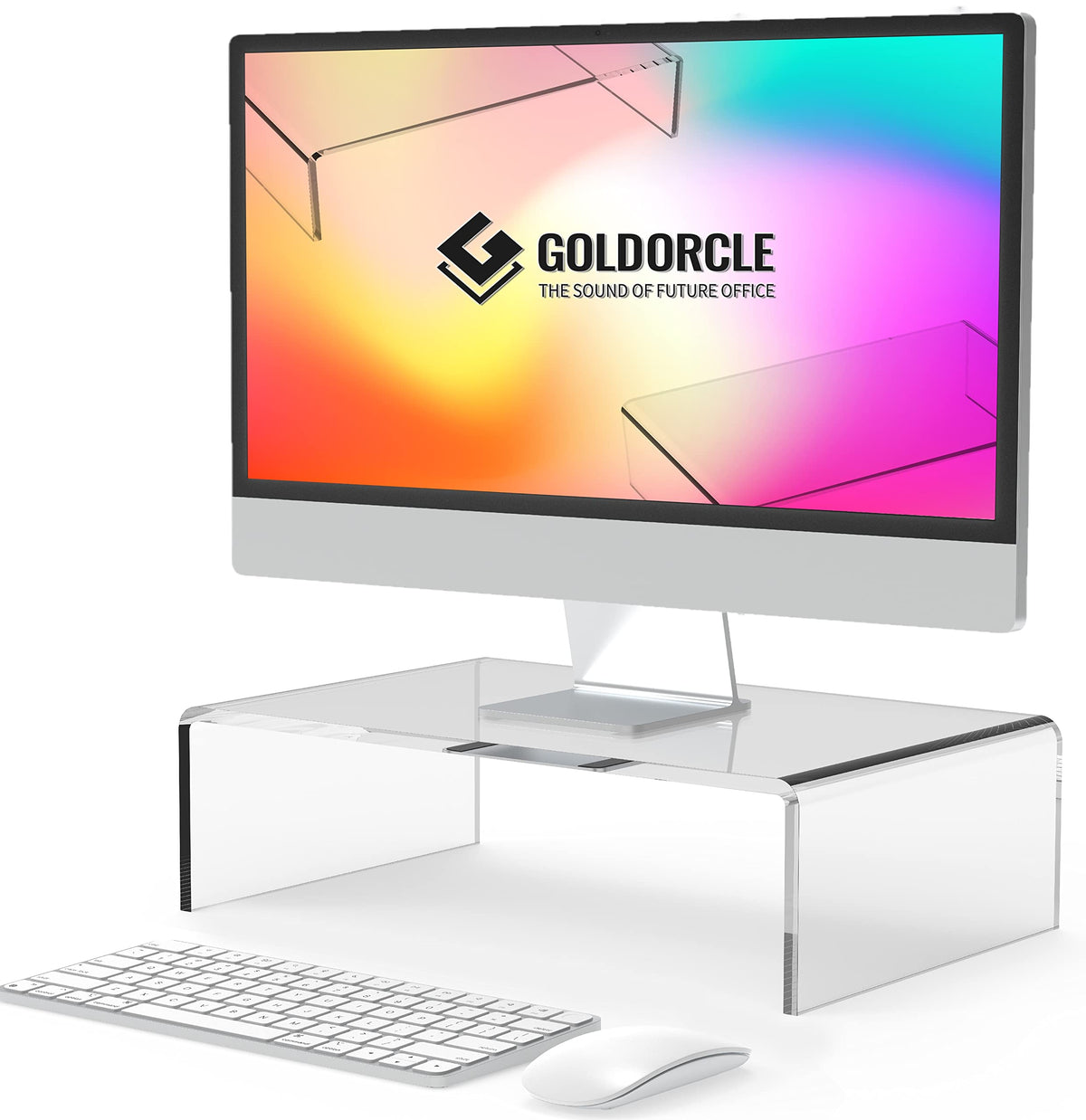 GoldOrcle Acrylic Monitor Stand Riser Clear Computer Monitor Stand (Small)