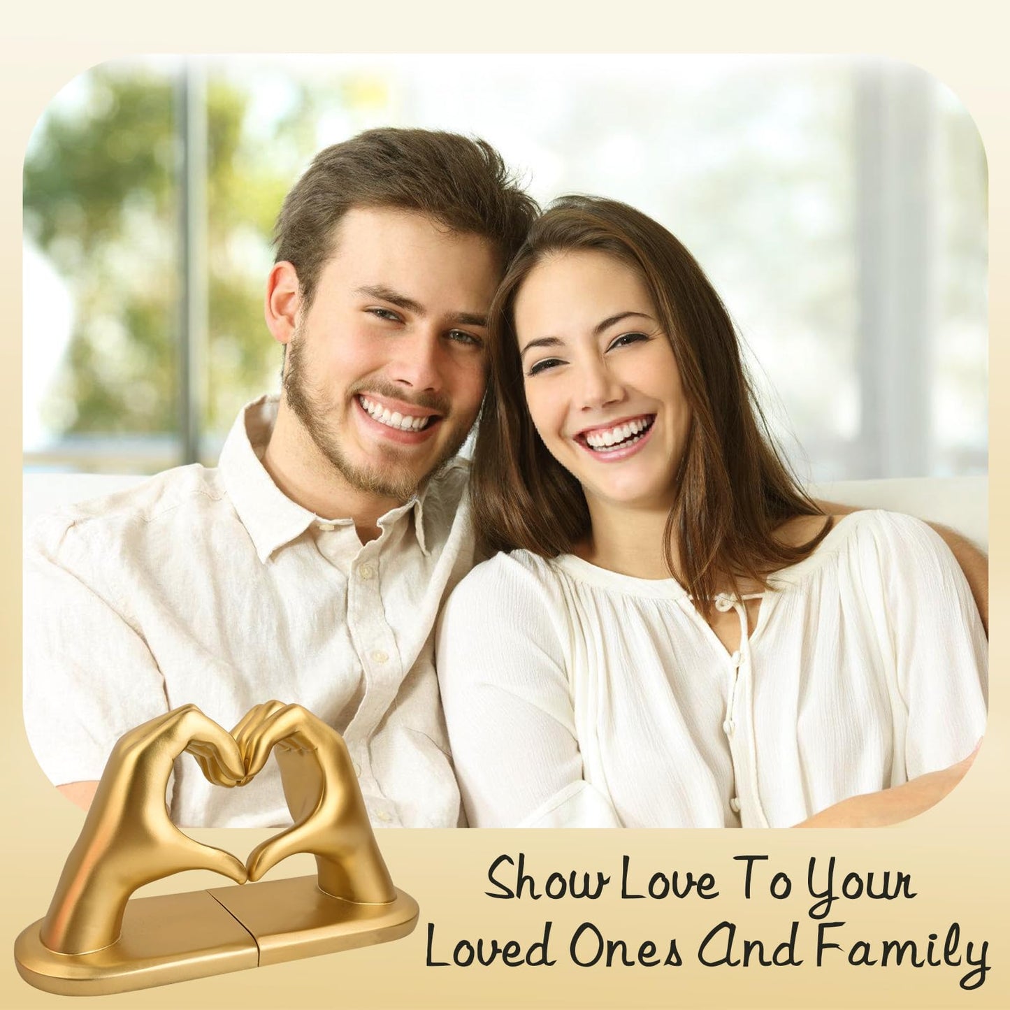 Gold Decorative Bookends for Shelves, Heart Hands Book Ends Sculpture Aesthetic Decor for Bedroom