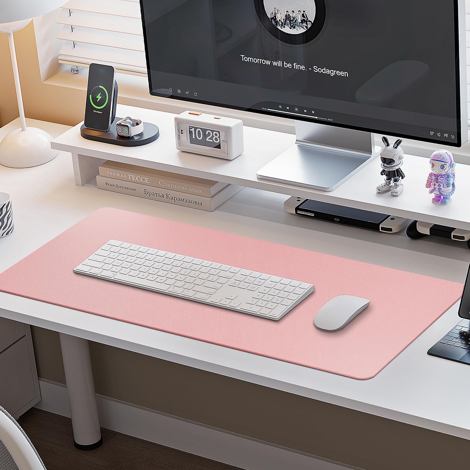 Boutilon Leather Desk Pad Protector,Non-Slip Mouse Pad,Laptop Desk Pad,Office Mouse Mat,Waterproof