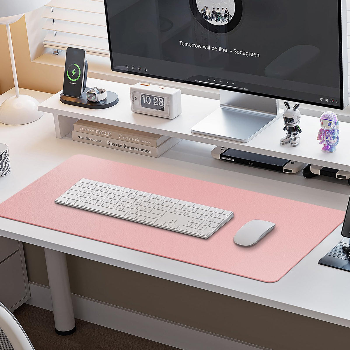 Boutilon Leather Desk Pad Protector,Non-Slip Mouse Pad,Laptop Desk Pad,Office Mouse Mat,Waterproof