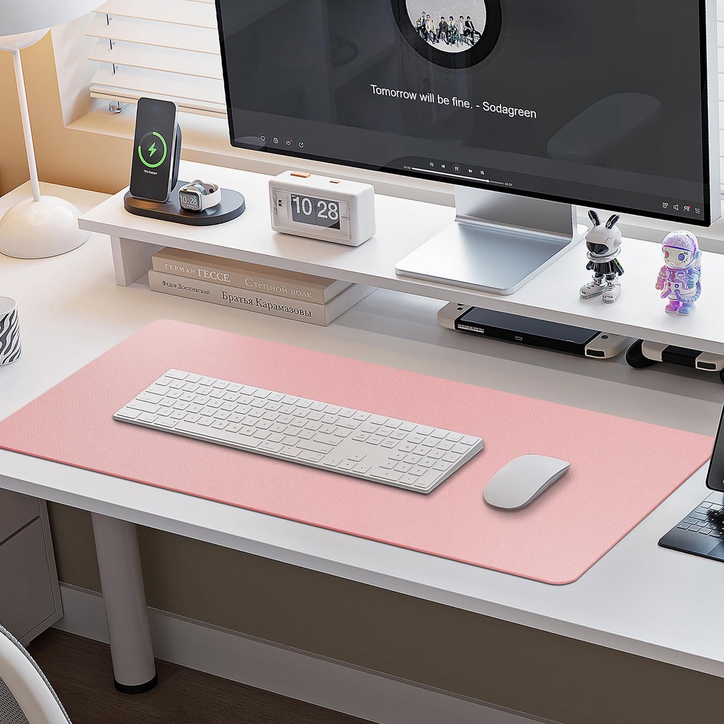 Boutilon Leather Desk Pad Protector,Non-Slip Mouse Pad,Laptop Desk Pad,Office Mouse Mat,Waterproof