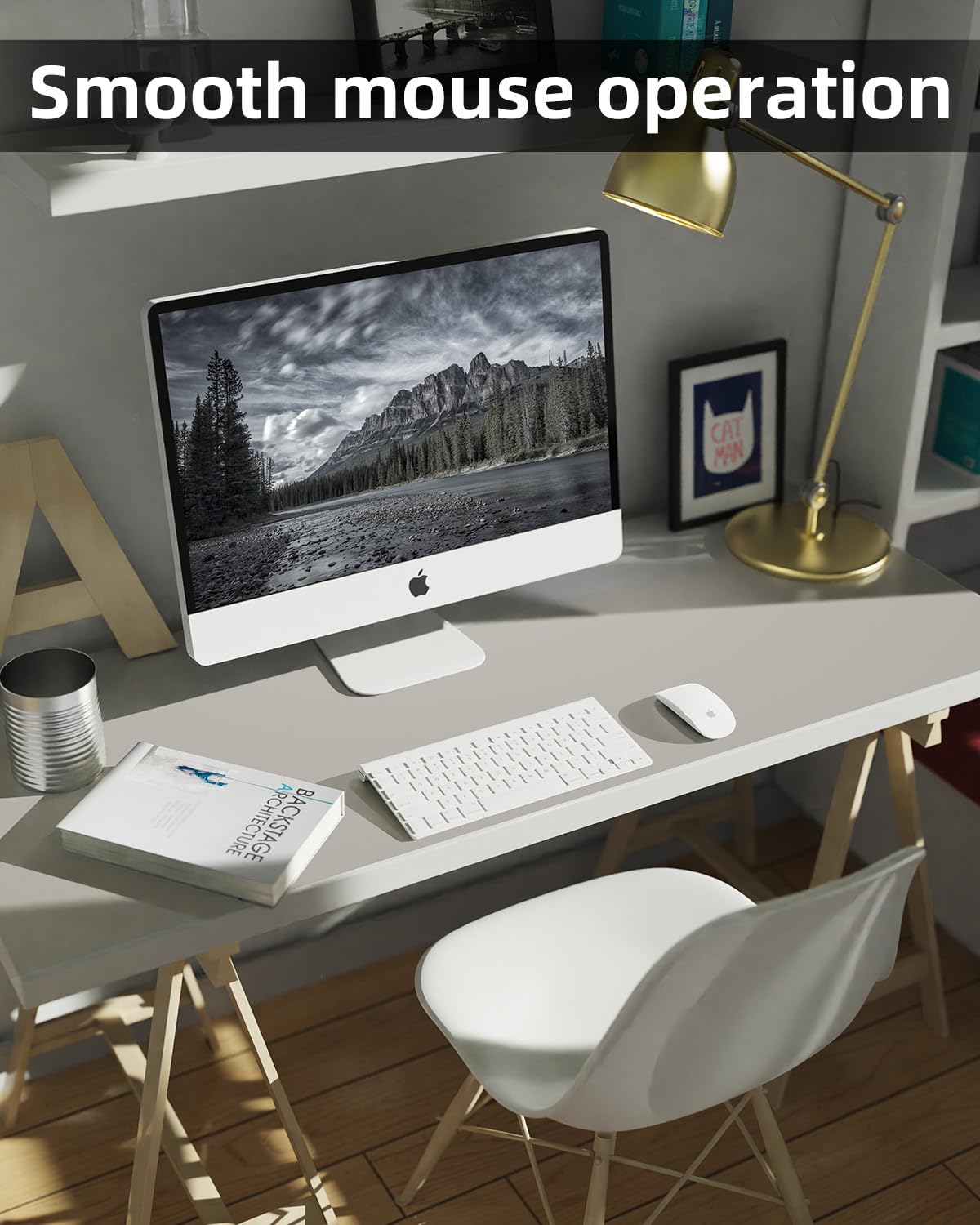 Leather Desk Pad & Protector, Large Mouse Pad & Blotter, Non-Slip PU Leather Desk Cover Mat, Light