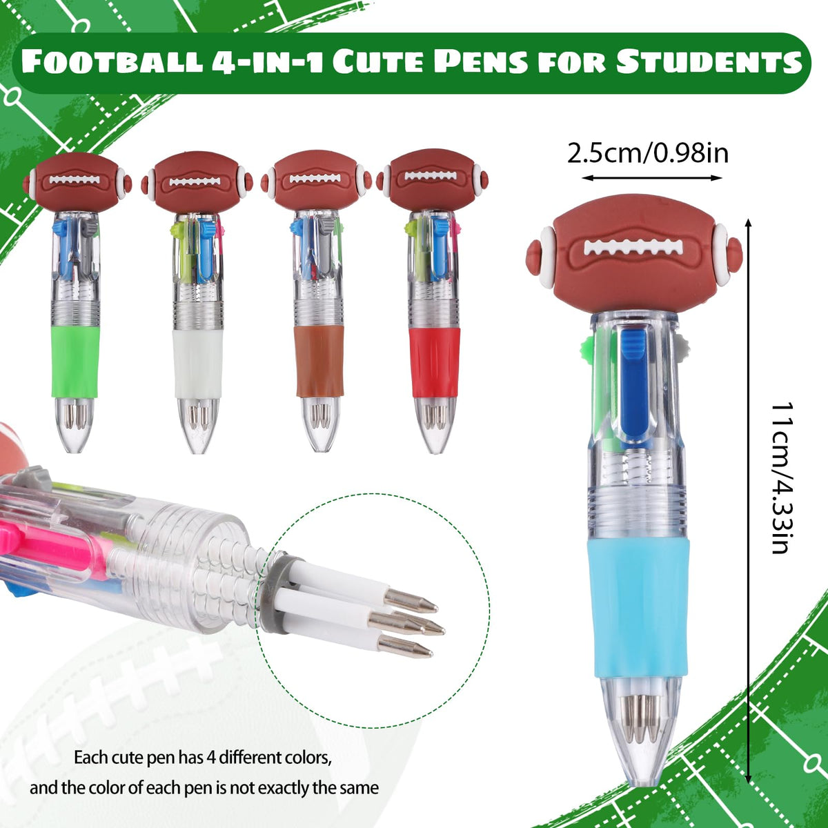 BESARME 48 Pcs Football Pens, Fun Multicolor Pens Gifts for Football Game