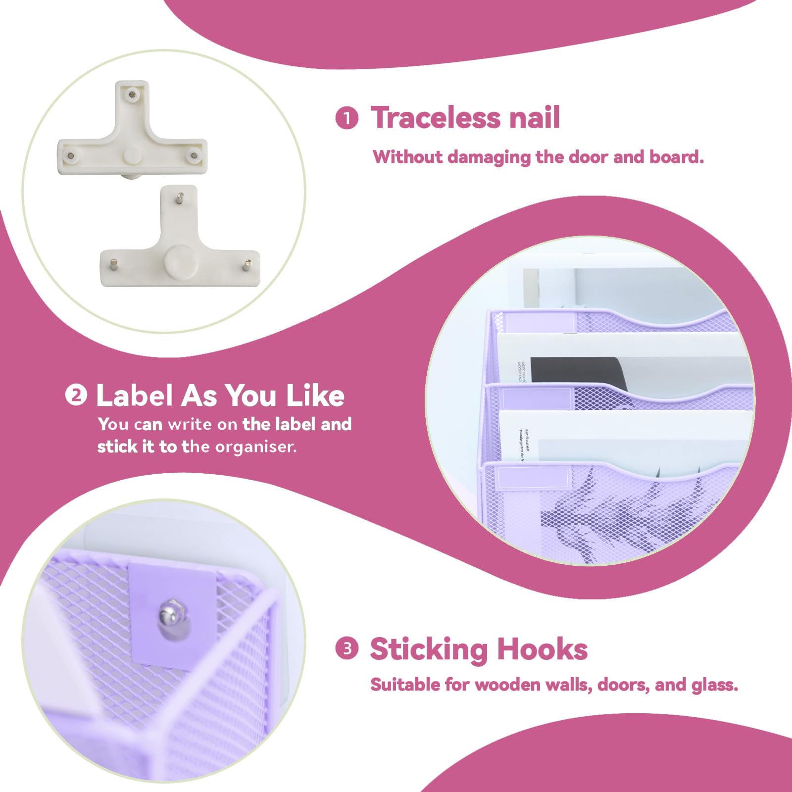 ideallife 8 Pockets Mesh Wall File Holder Organizer Office Hanging File Folder Magazine Rack