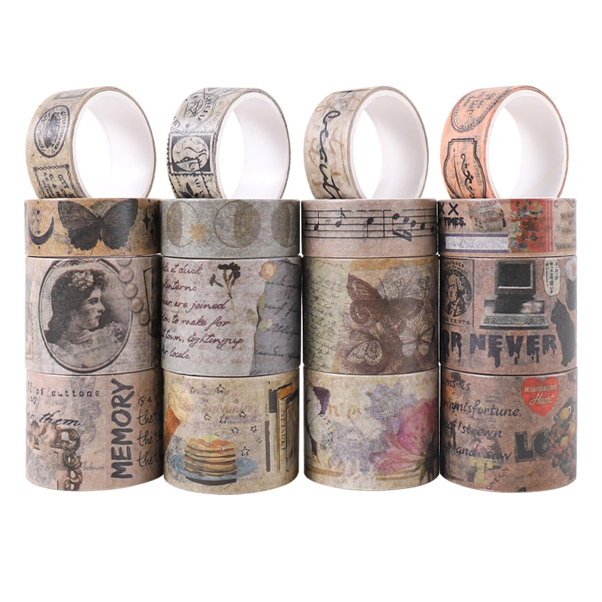 VIVIQUEN Vintage Washi Tape Classic Antique Wide Retro Foil Masking Decorative Tape for DIY