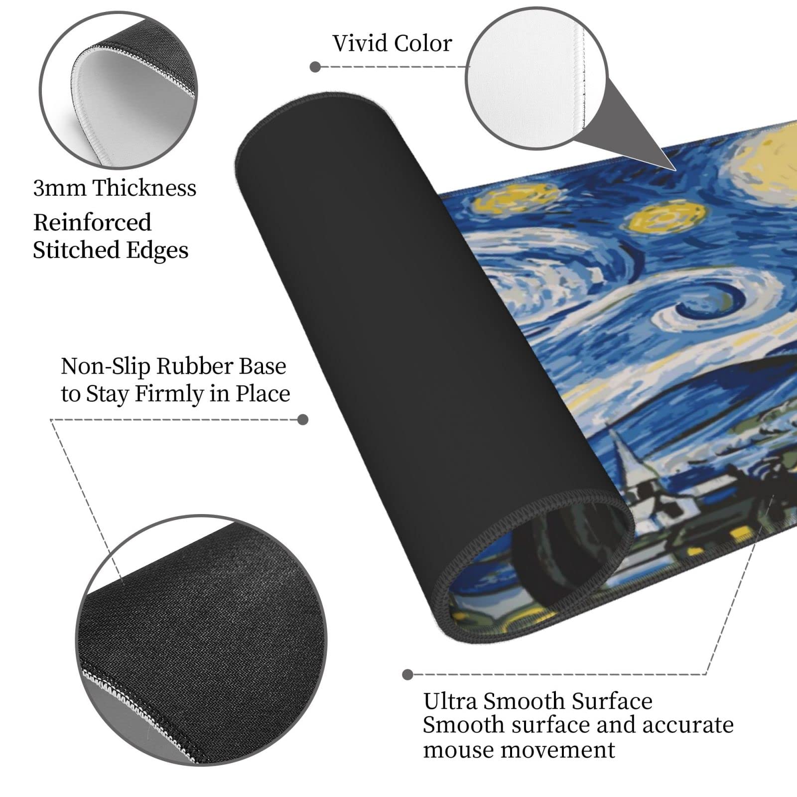 Sigouyinei Extra Large Desk Pad 31.5x12in Office Gaming Non-Slip Mouse Pad