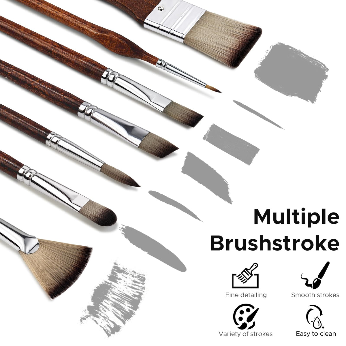 Bougimal 33 Pcs Paint Brush Set, No-Shedding Artist Paint Brushes