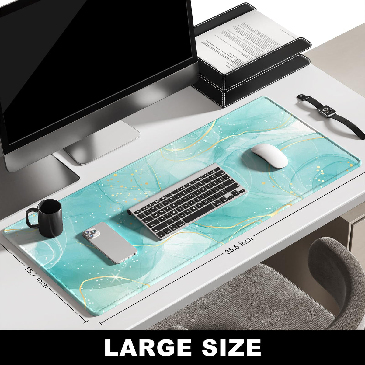 BOSOBO Large Mouse Pad - XXL XL Extended Gaming Desk Mat for Office & Home, Long Keyboard Cover