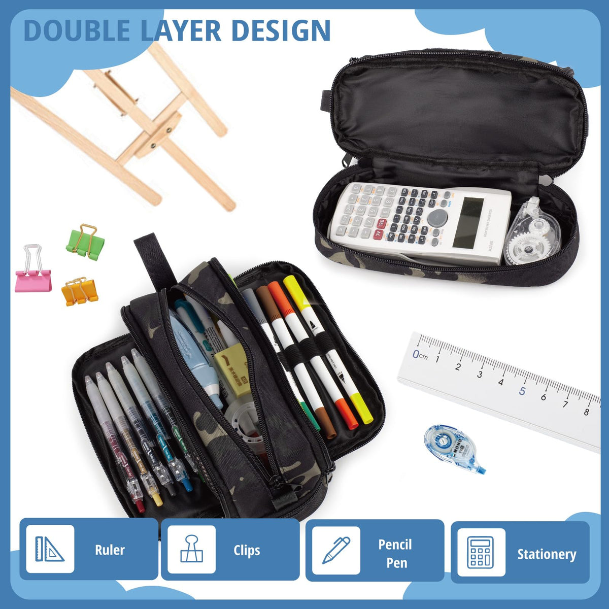 Tactical 4 Compartments Pencil Case for Boy, Large Pen Pouch Bag for School
