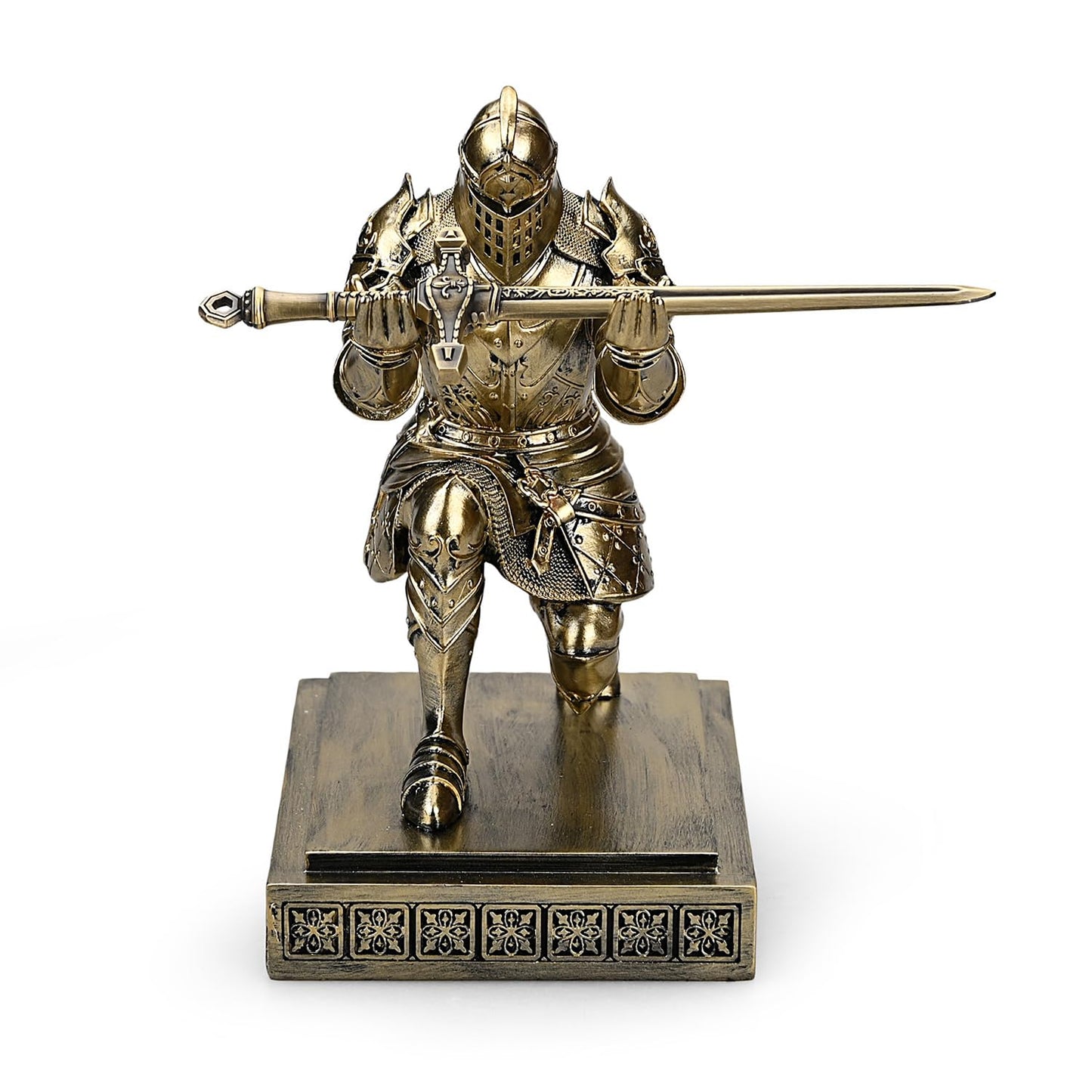King's Guard Knight Pen Holder with a Letter Opener Desk Organizers Bronze