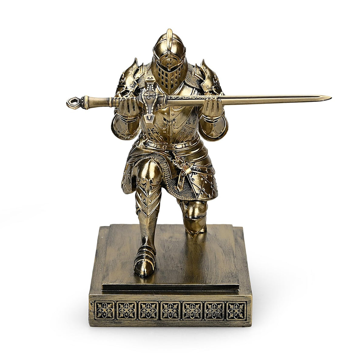 King's Guard Knight Pen Holder with a Letter Opener Desk Organizers Bronze