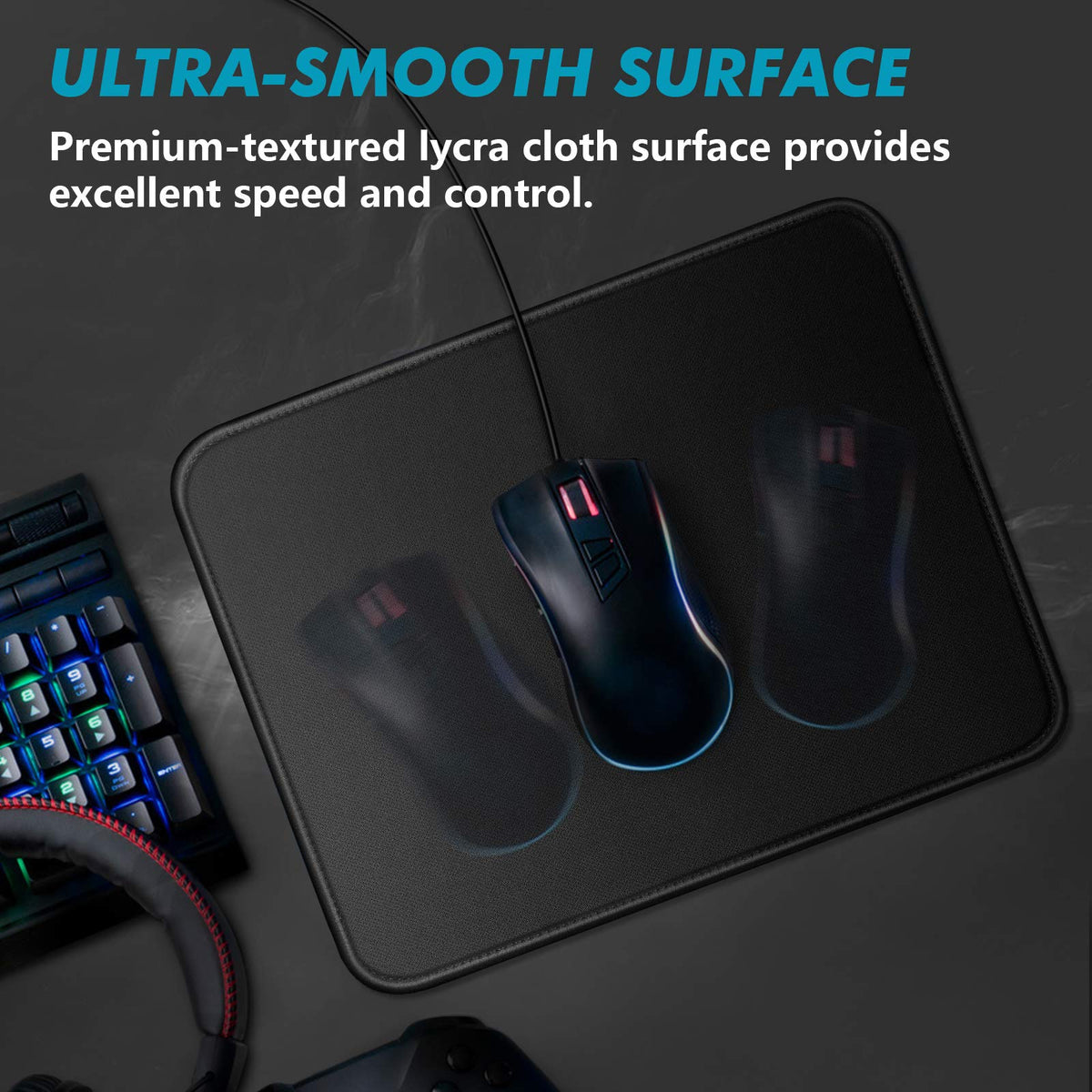 TONOS Mouse Pads 8 3/4 x 11 in with Stitched Edges and Non-Slip Rubber Base, Premium Textured Mouse