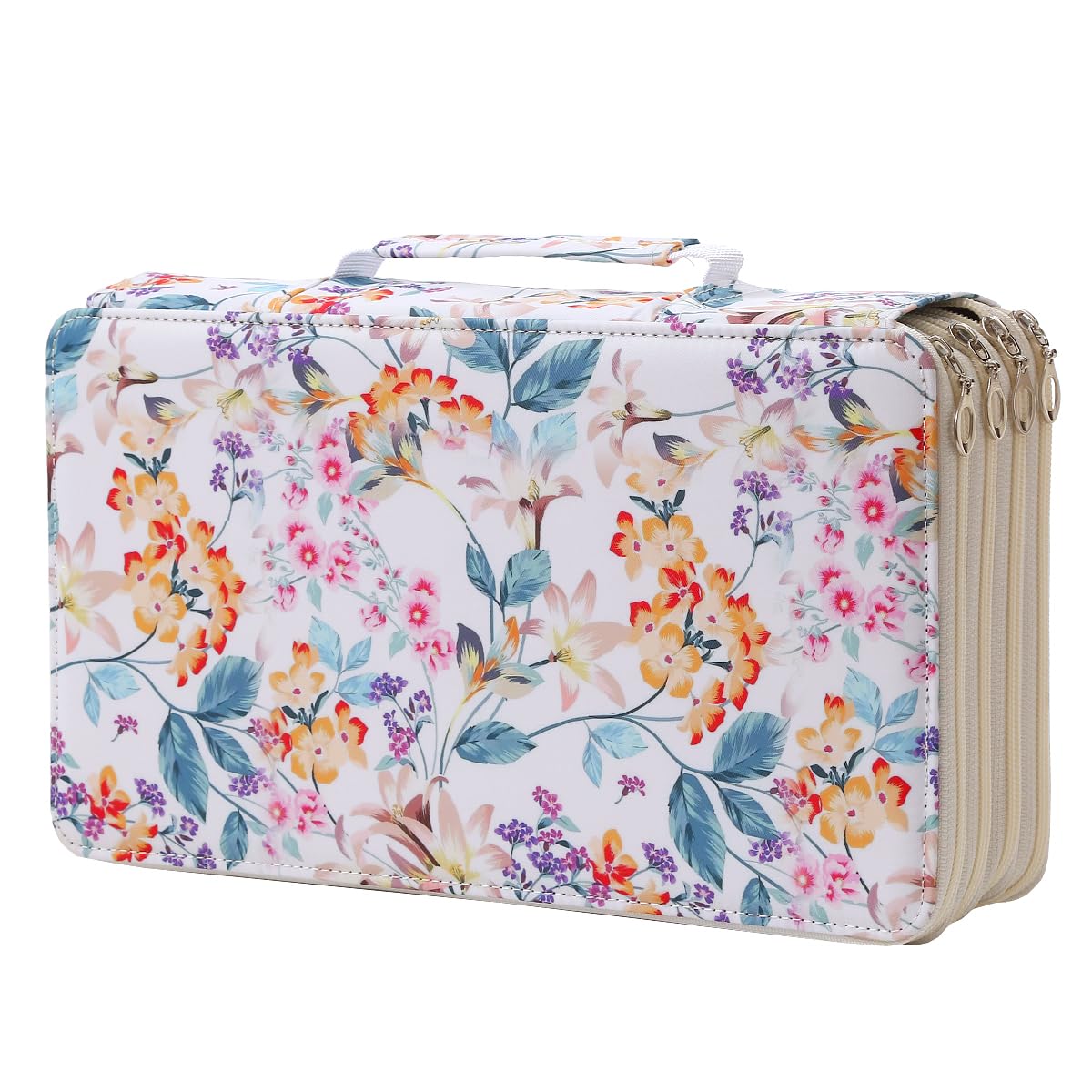 Lbxgap 300 Slots Pencil Case 4-Layer Zipped Holder w/Handle