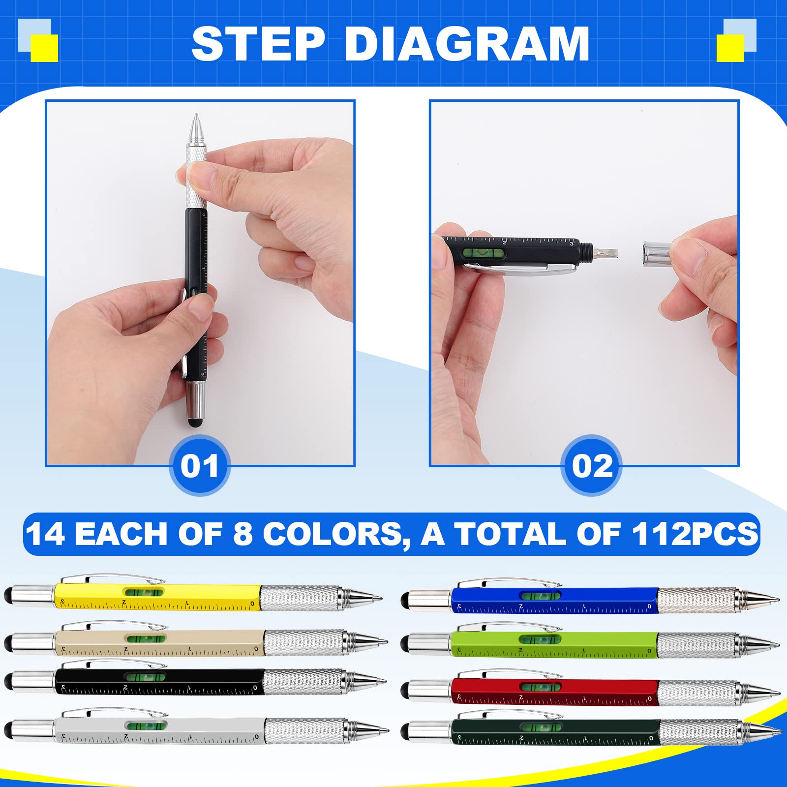 Zonon 32 Pack 6-in-1 Multitool Pens,8 Mixed Colors