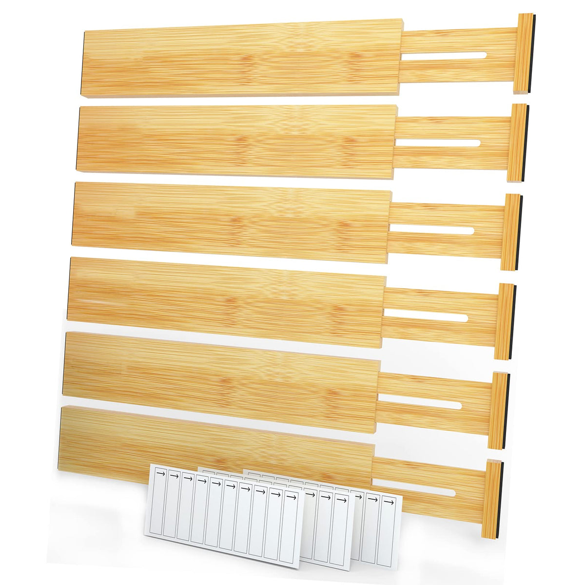 SpaceAid Bamboo Drawer Dividers (Need 2.35" Deep Drawer) Kitchen Adjustable Drawer Organizers