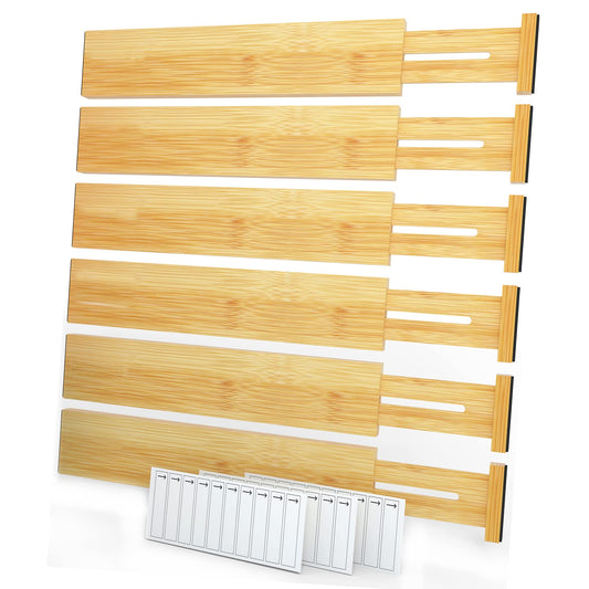 SpaceAid Bamboo Drawer Dividers (Need 2.35" Deep Drawer) Kitchen Adjustable Drawer Organizers