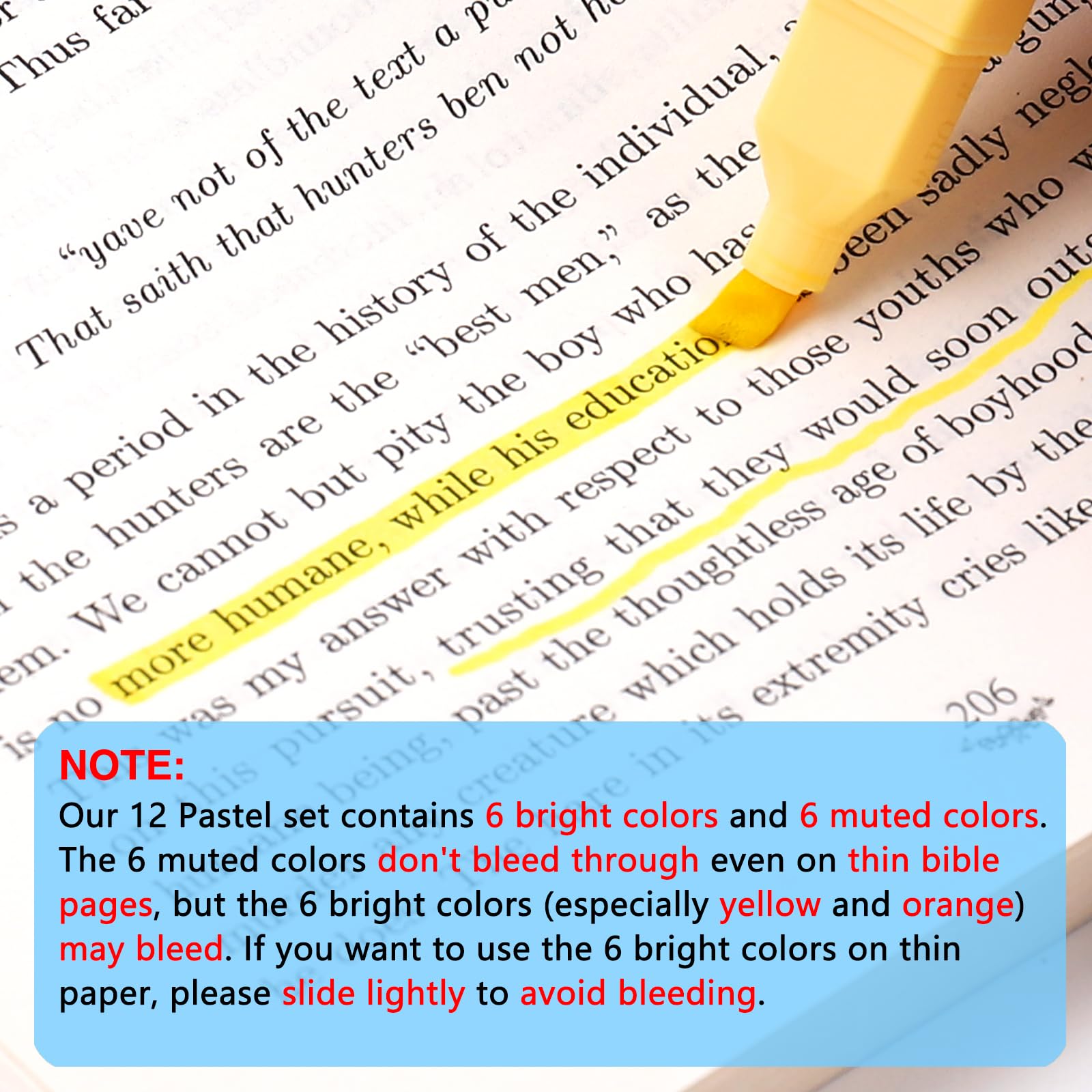 KOUSICOO Aesthetic Cute Pastel Highlighters Set: 12 Assorted Colors Pens No Bleed Bible Markers