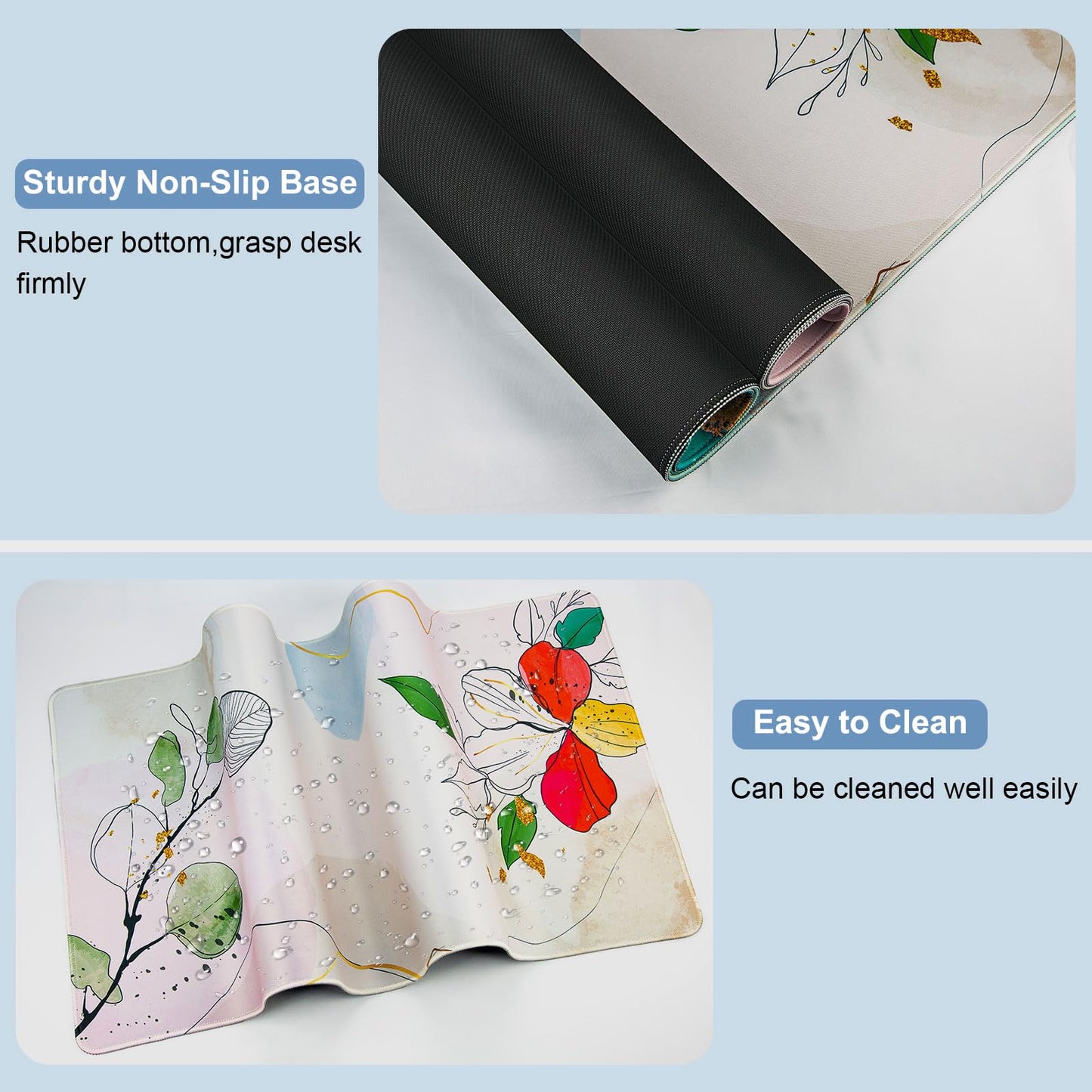 Large Gaming Mouse Pad with Coaster,Desk Matt for Desktop,Desk Mat-Flower