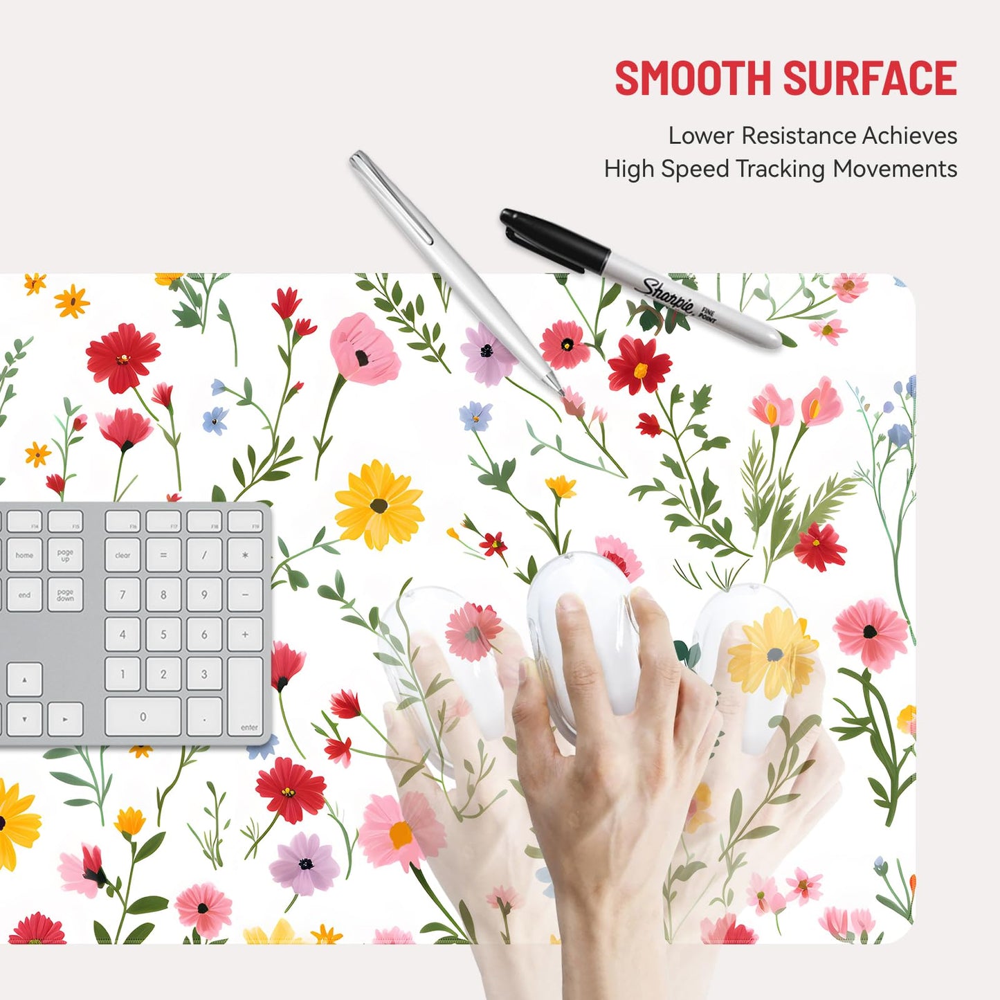 Stanoha Cute Desk Mat for Keyboard Desktop Extra Large Mouse Pad, White