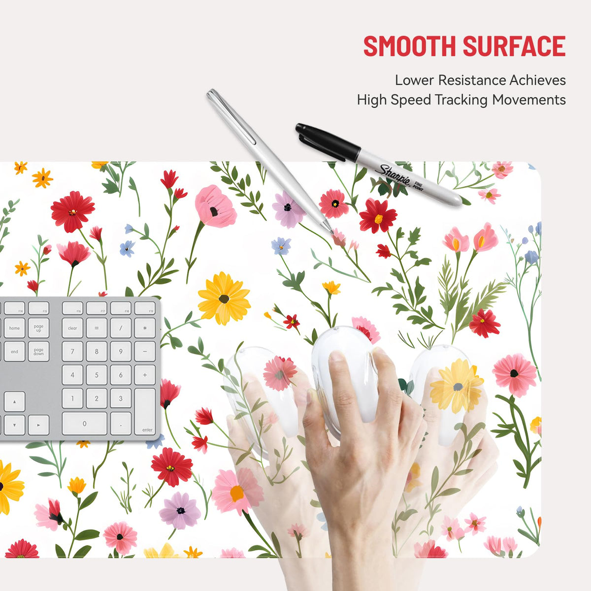 Stanoha Cute Desk Mat for Keyboard Desktop Extra Large Mouse Pad, White