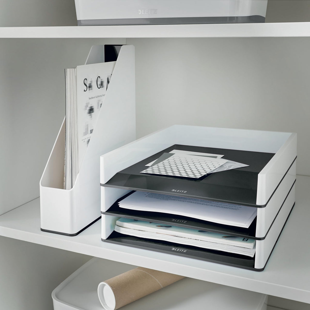 Leitz A4 Letter Tray, White/Black, Wow Range, 53611095