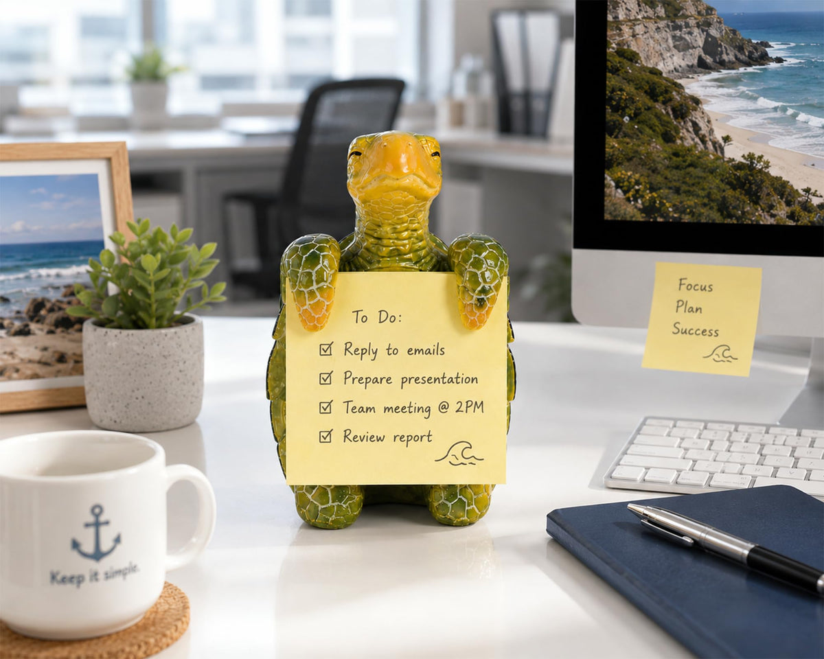 HORTIX Sea Turtle Pop-Up Sticky Note Dispenser for 3 x 3 in Notes, Green