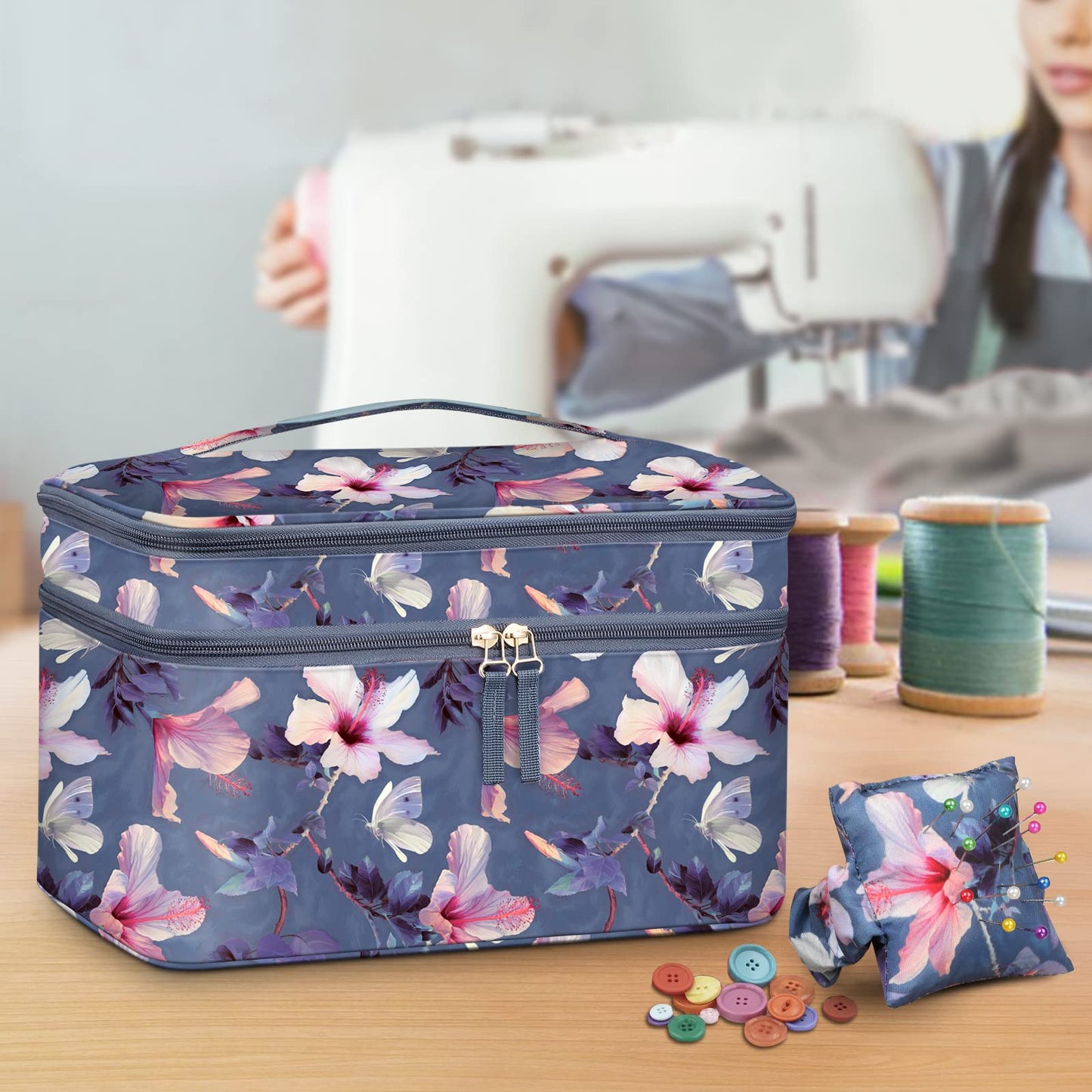FINPAC Double-Layer Sewing Accessories Storage and Organizer Case Bag