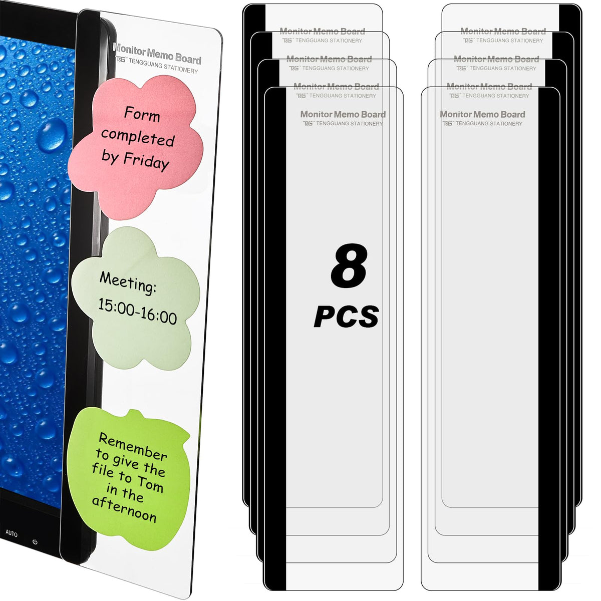 Zonon 8 Pieces Monitor Memo Board for Computer Transparent Acrylic