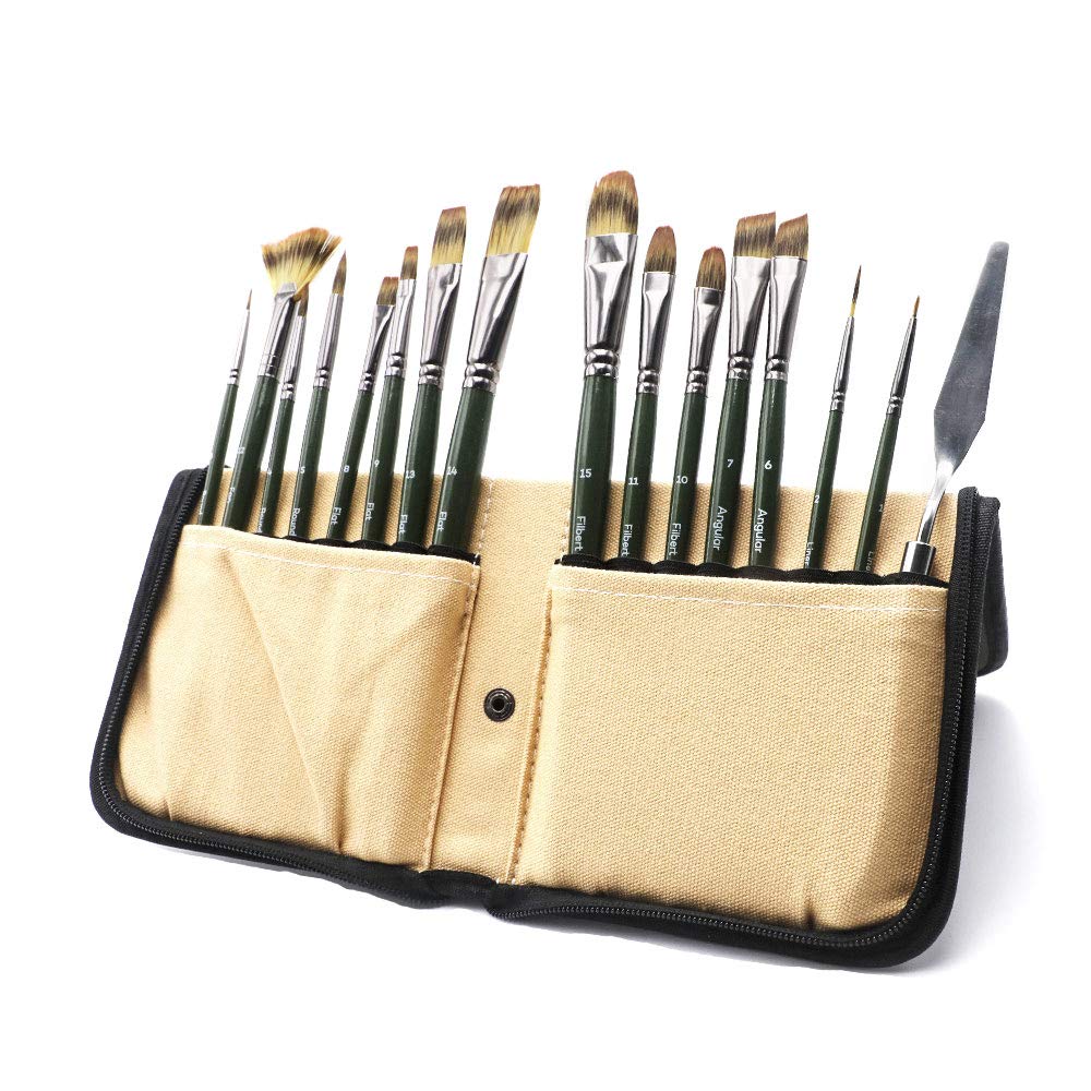 Mont Marte Signature Brush Set with Wallet, 17 Piece, Suitable for Oil, Acrylic, Watercolor and