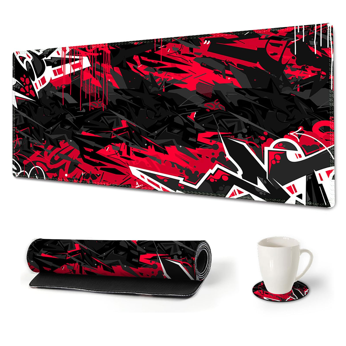 AIMSA Extended Gaming Mouse Pad Desk Mat, Large Mousepad with Stitched Edges (35x15.7 in), Keyboard