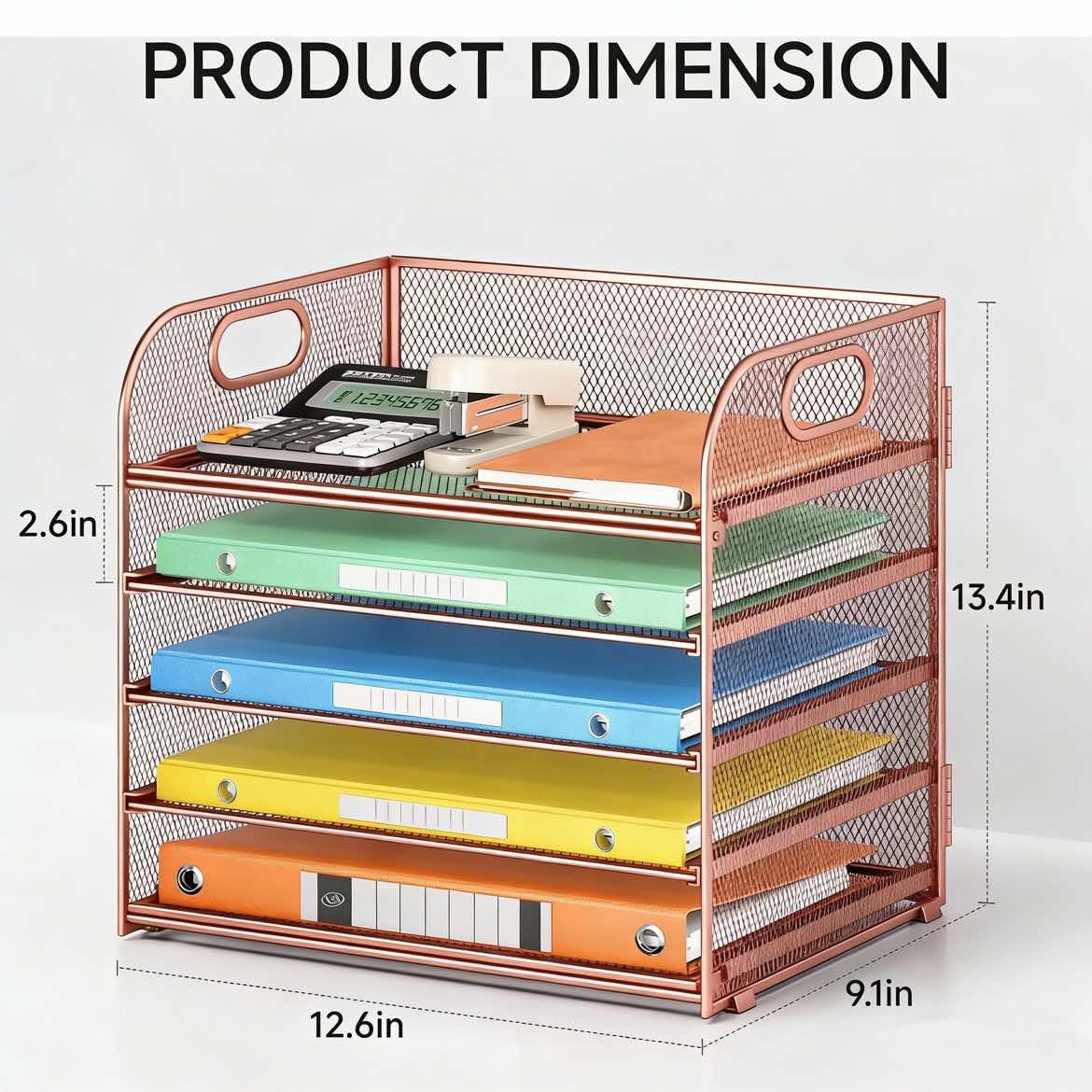 5 Tray Paper Organizer Letter Tray with Handle - Mesh Desk File Organizer, Paper Sorter Organizer