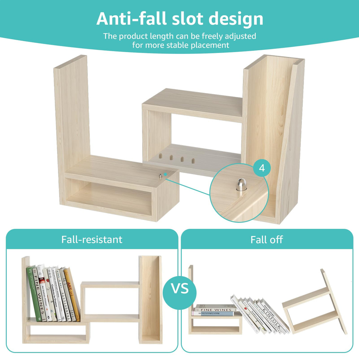 Desktop File Organizer Desk Organizer Shelf - Wooden Office Organization Shelves for Top of Desk