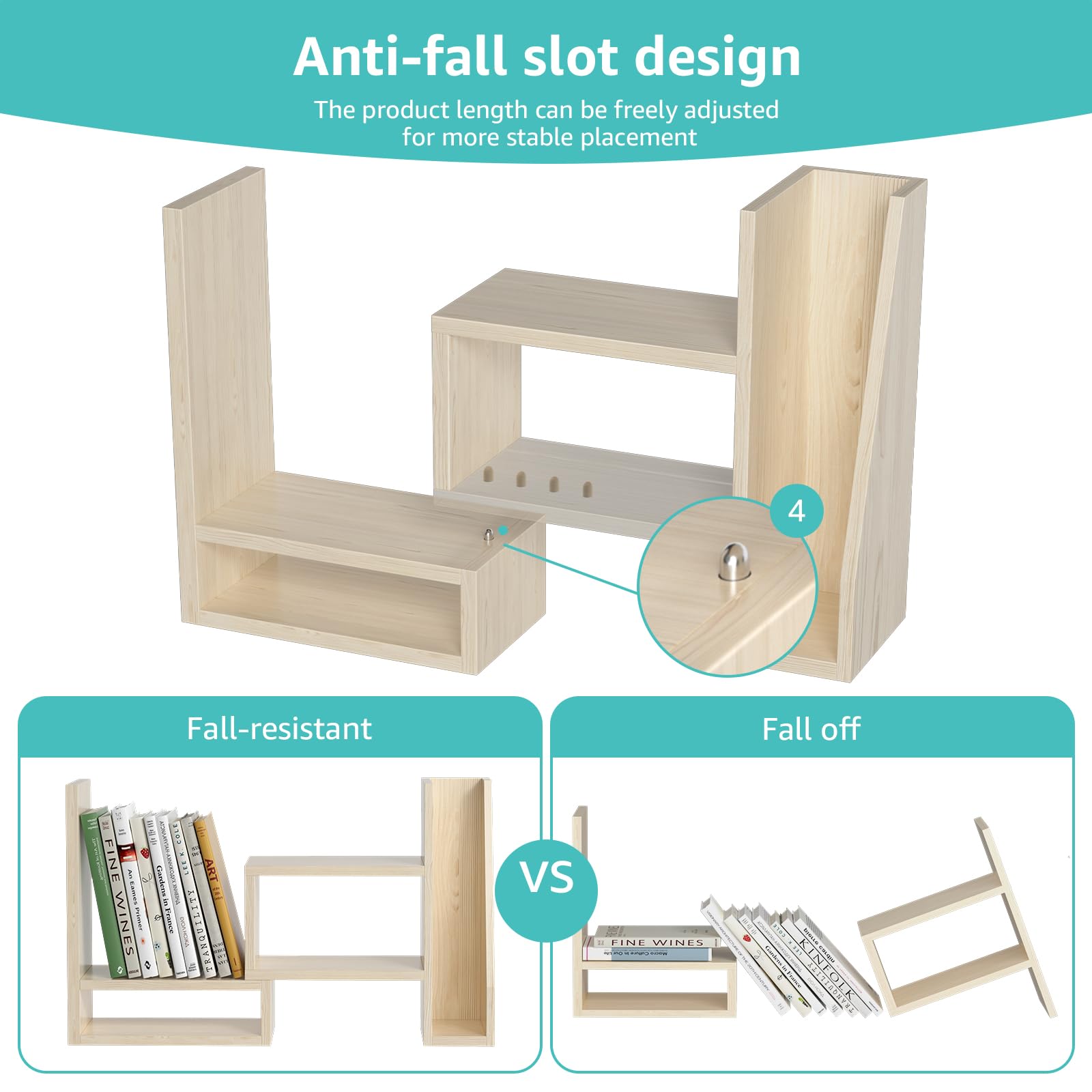 Desktop File Organizer Desk Organizer Shelf - Wooden Office Organization Shelves for Top of Desk